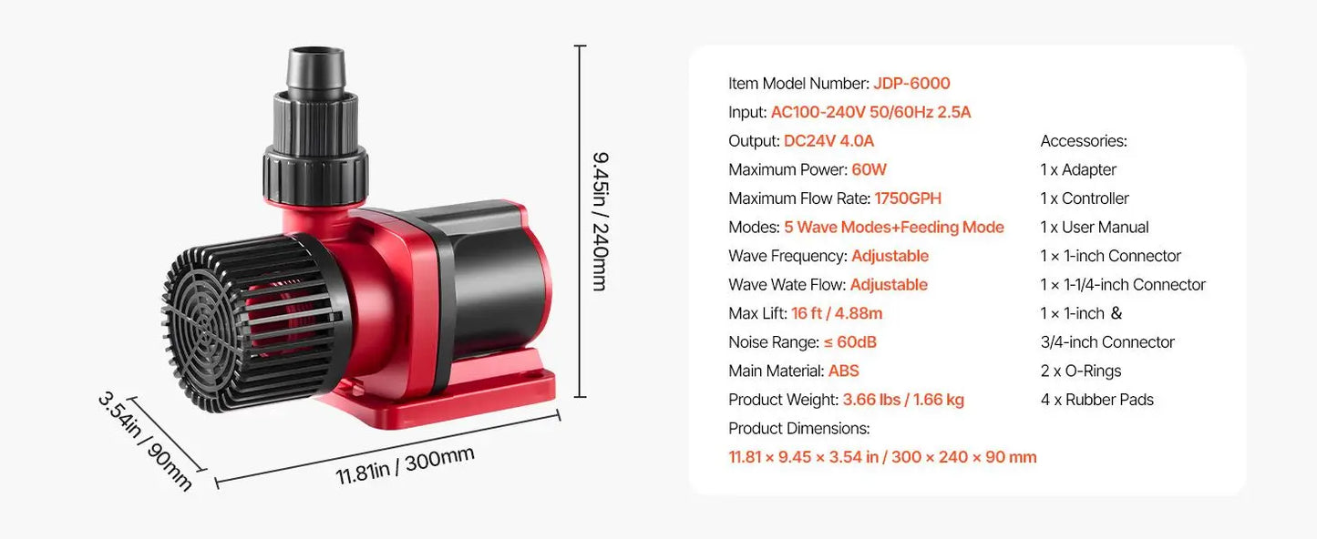 Aquarium Water Pump 24V DC With Controller 2642GPH