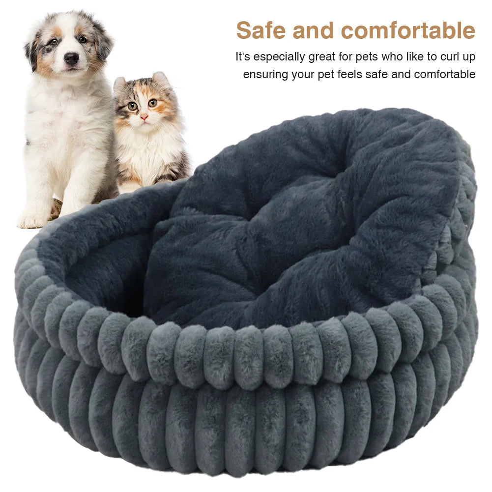 Shunmaii Deep Sleep Winter Cat Bed Washable Plush Fur