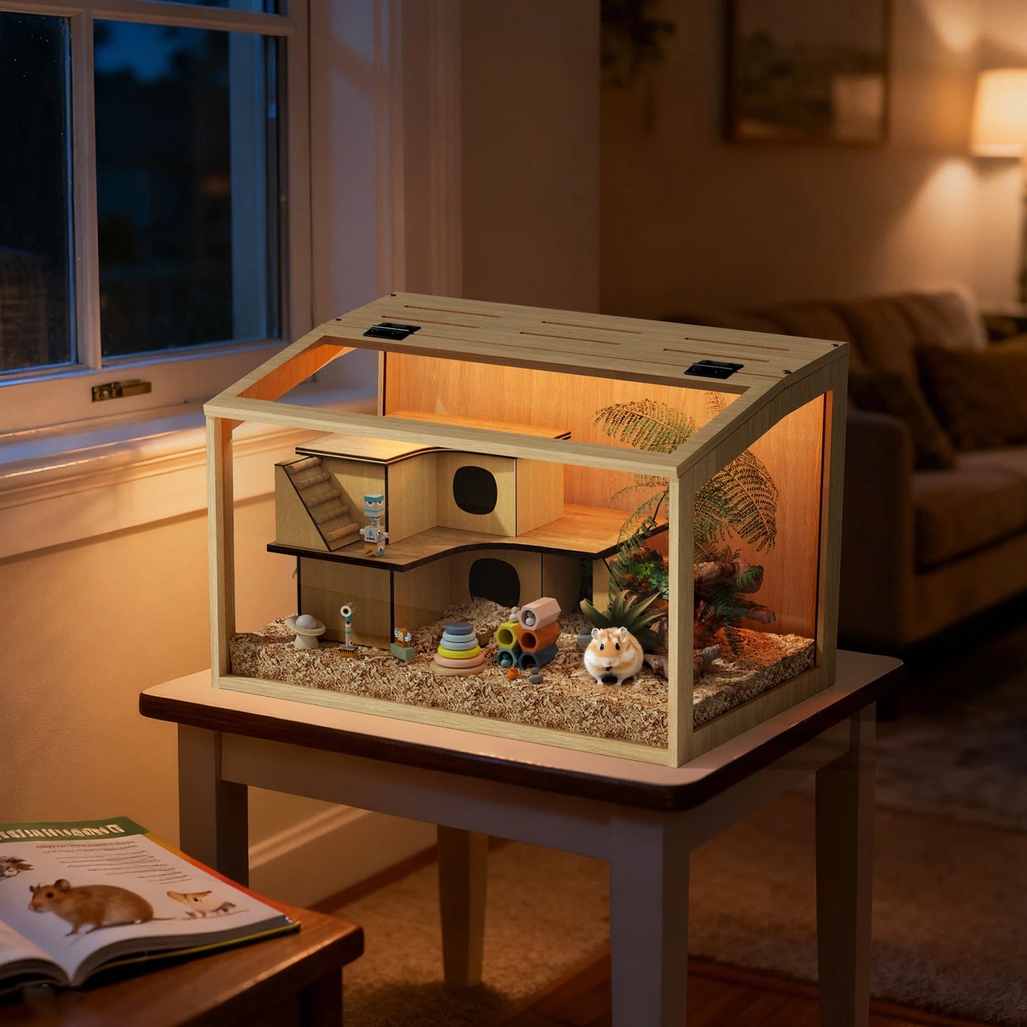 Guangdong Wooden Hamster Cage With Glass Panels