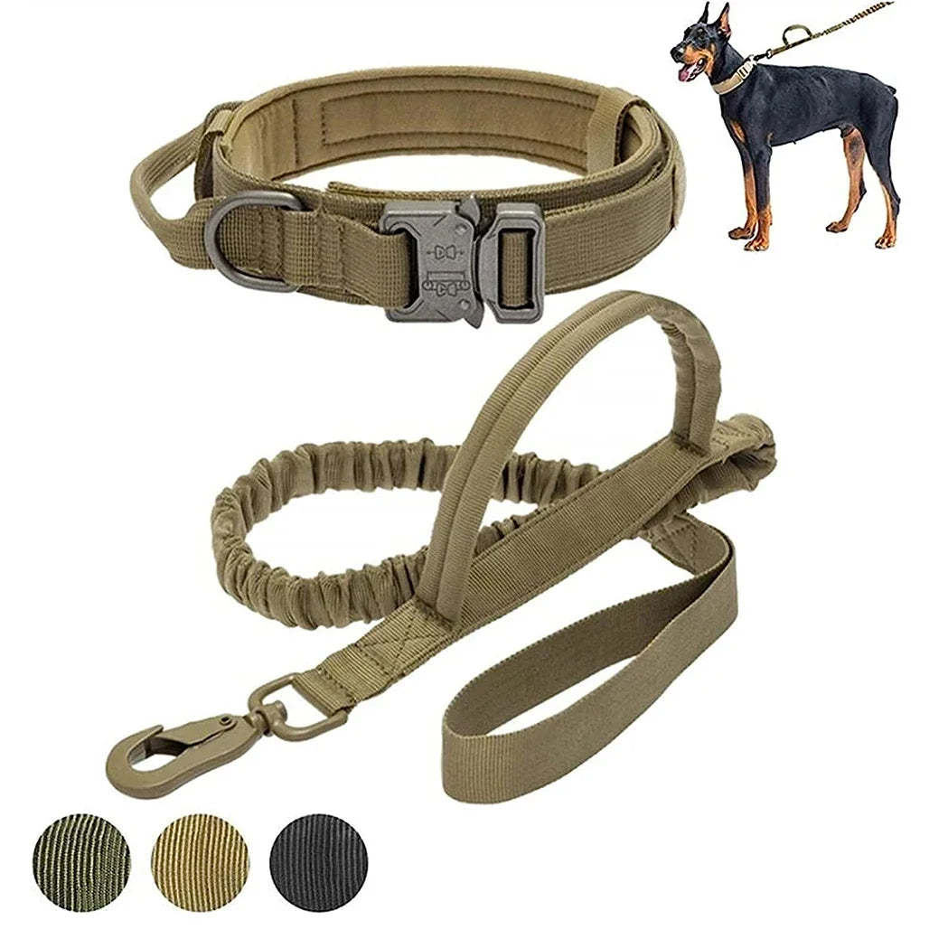 JANPET Adjustable Tactical Dog Leash And Nylon Collar For MediumToLarge