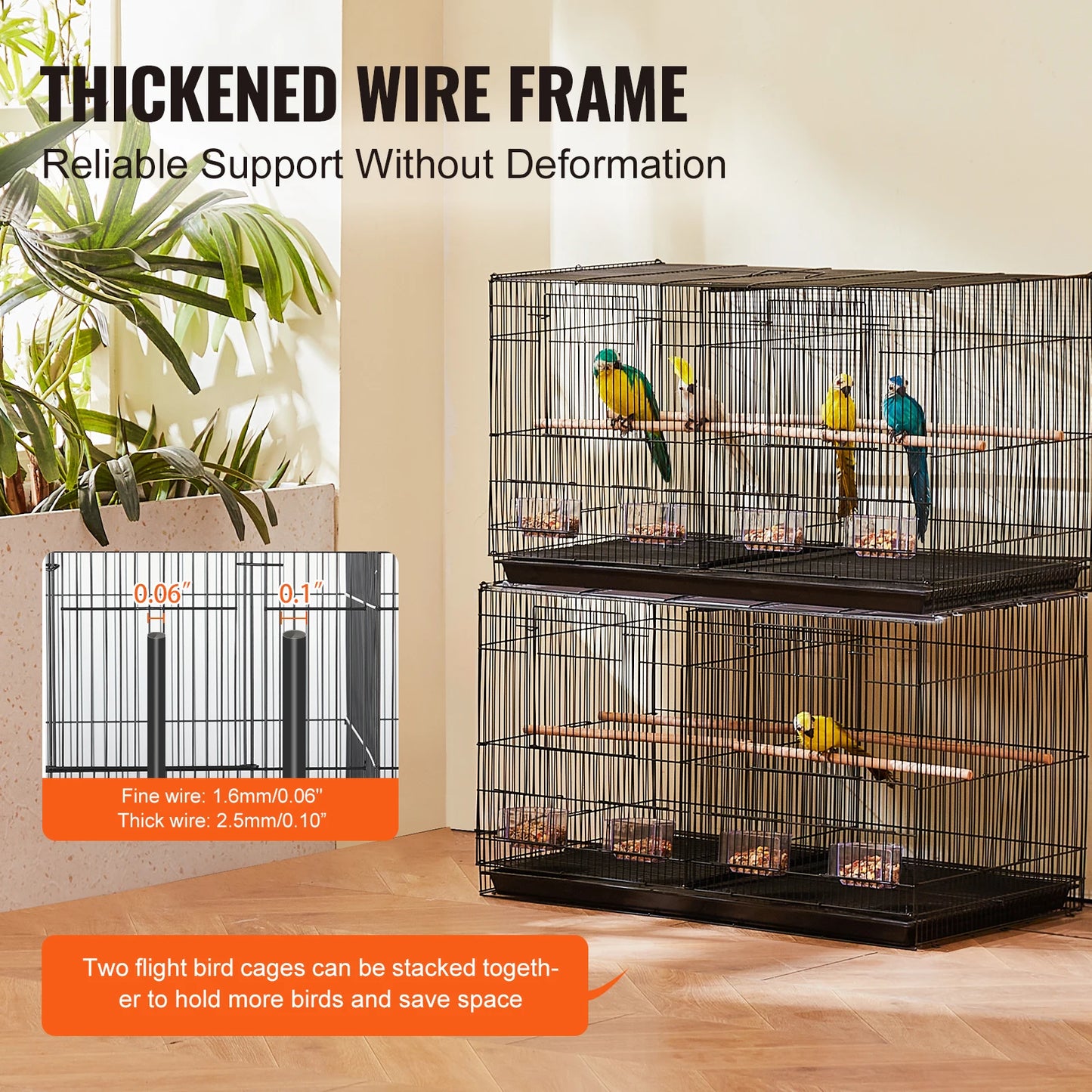 SucceBuy Flight Bird Cage With Divider Stackable Small Animal Cage