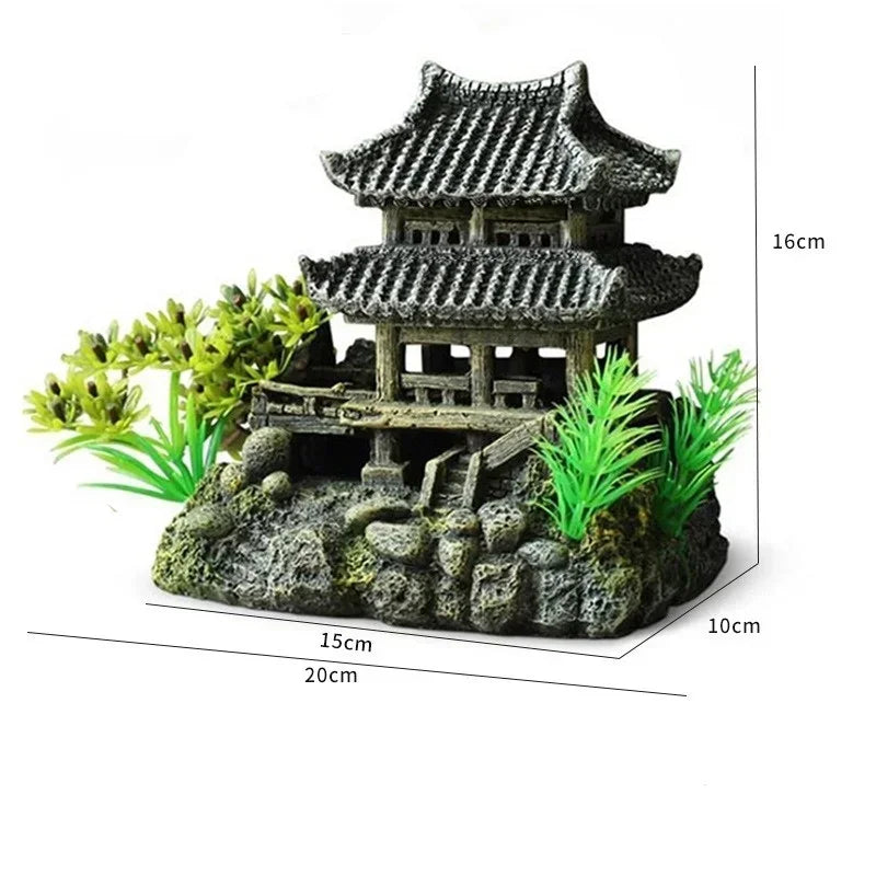 Hign-concerned Resin Aquarium Landscape House Ornament