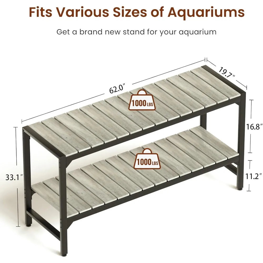 Tatub Metal Aquarium Stand For Fish Tanks With 2-Tier Shelves