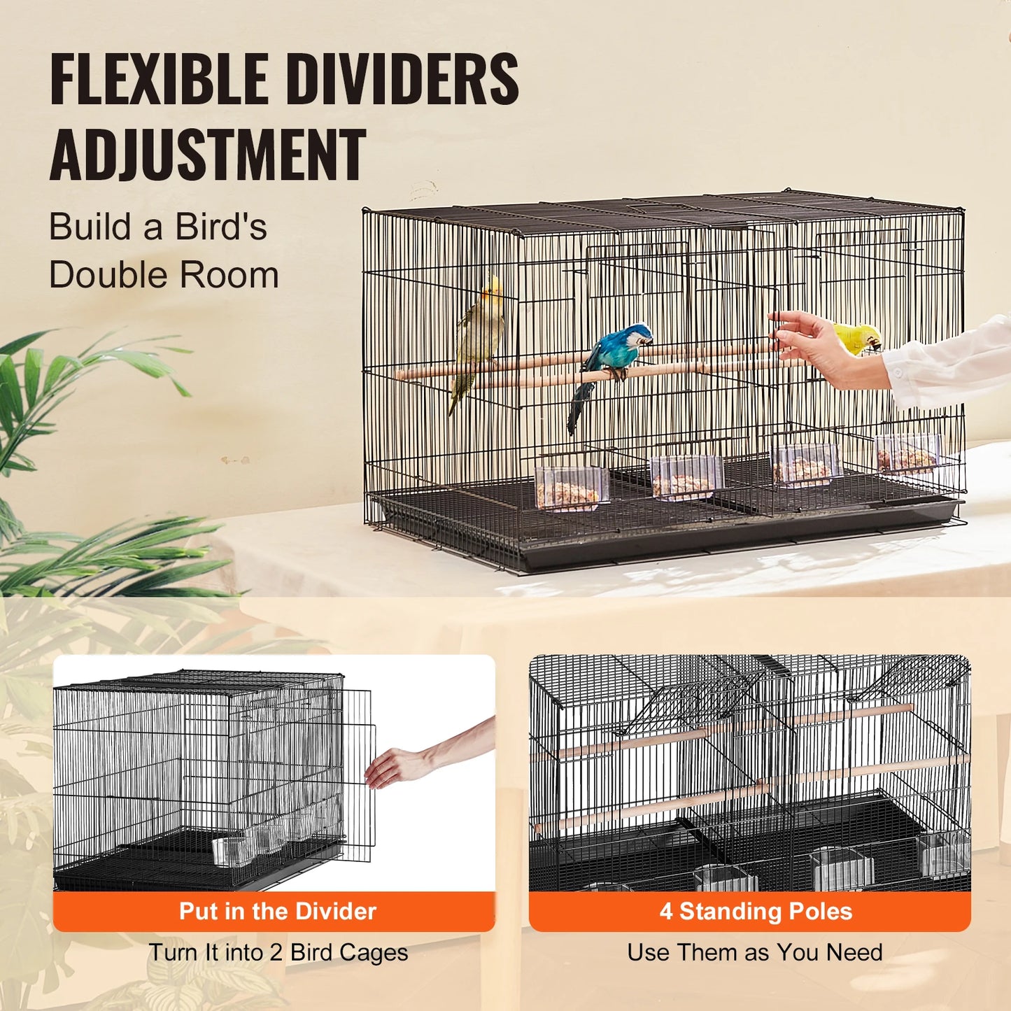 SucceBuy Flight Bird Cage With Divider Stackable Small Animal Cage