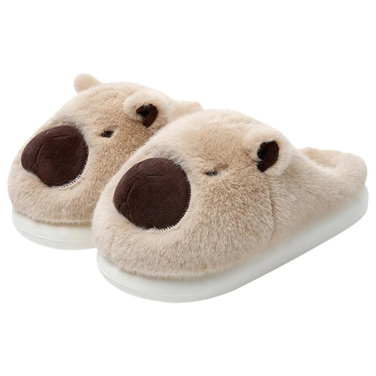 Hebei Capybara Slippers Women Closed Toe Furry Home Footwear