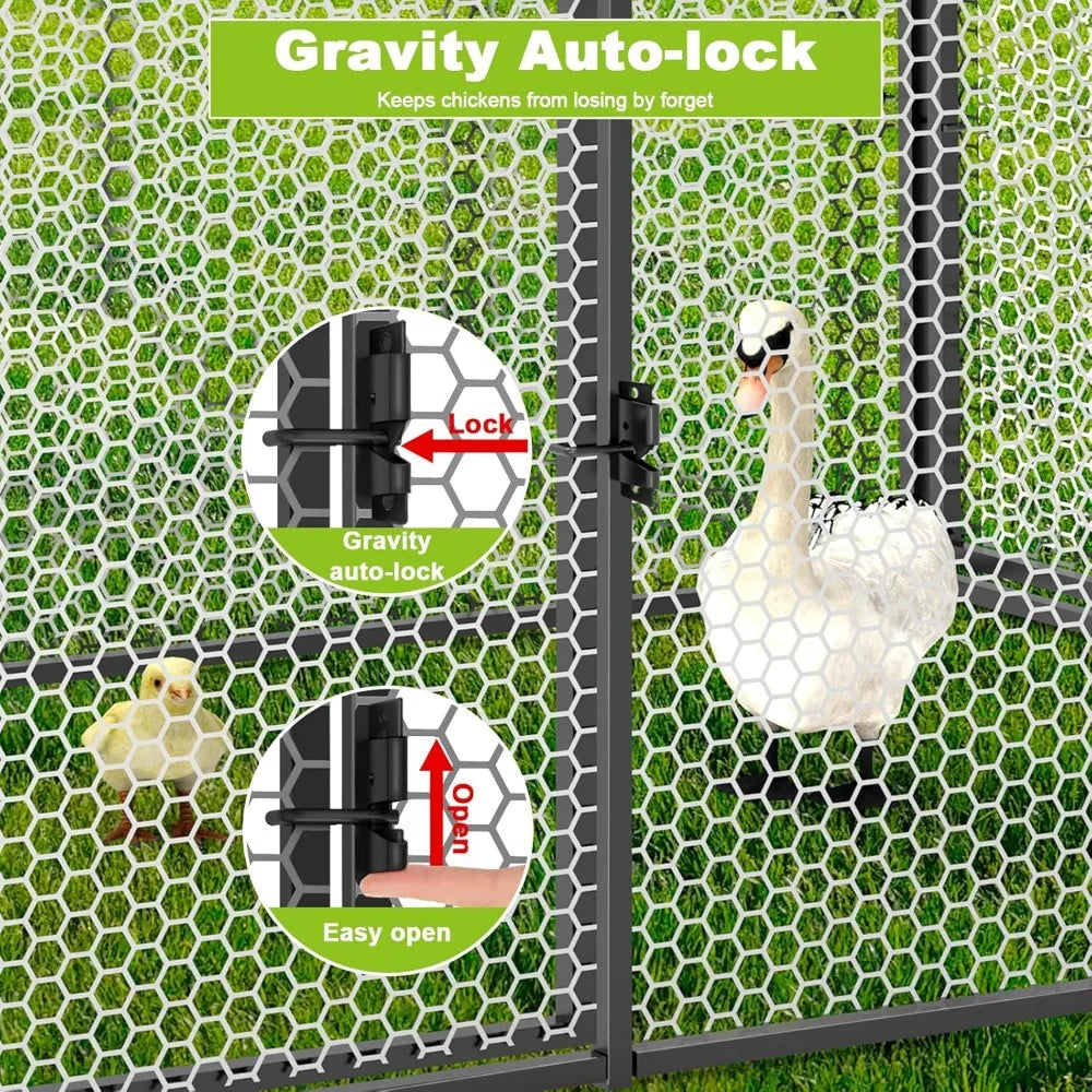 XMSJ Metal Chicken Coop Run For 8-12 Chickens With Cover