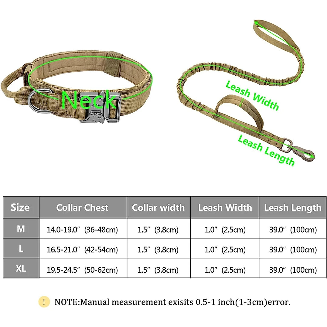 JANPET Adjustable Tactical Dog Leash And Nylon Collar For MediumToLarge