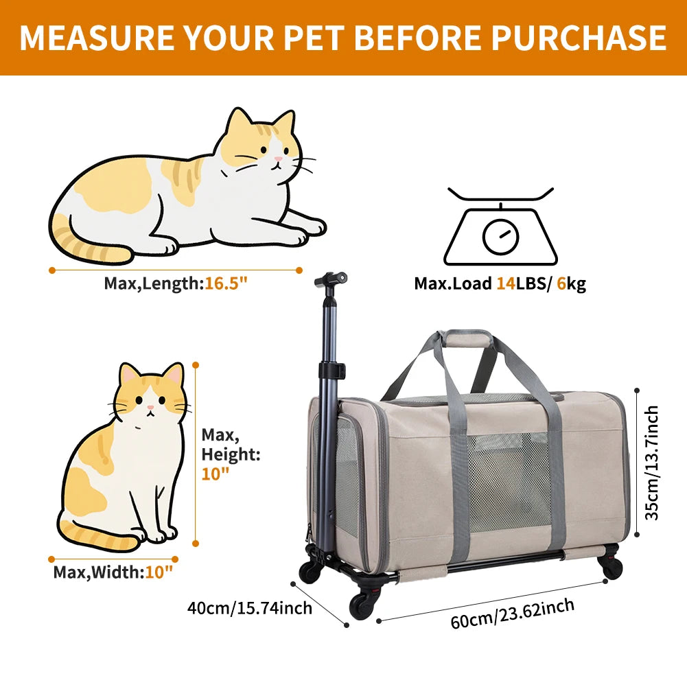 Breed Cat Trolley For Two Cats Transport Carrier With Belts
