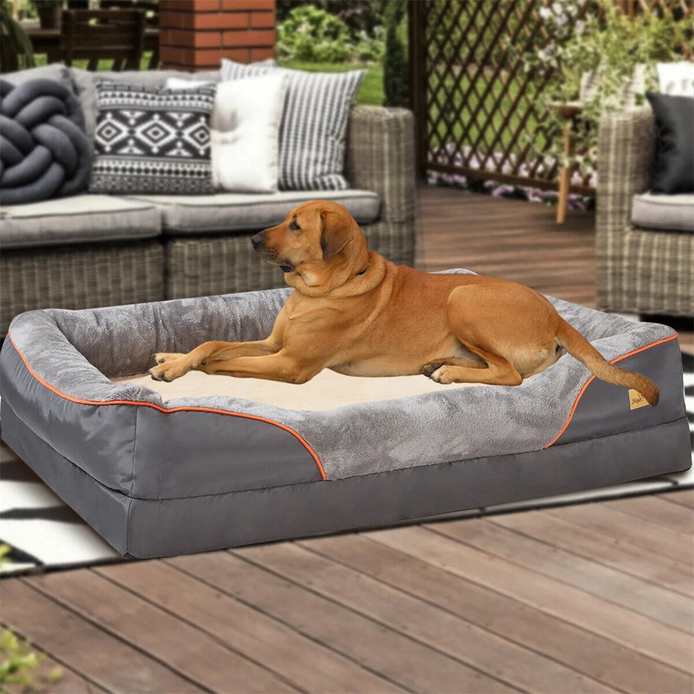 BORWARTCN Orthopedic Memory Foam Waterproof Dog Bed With Removable Cover