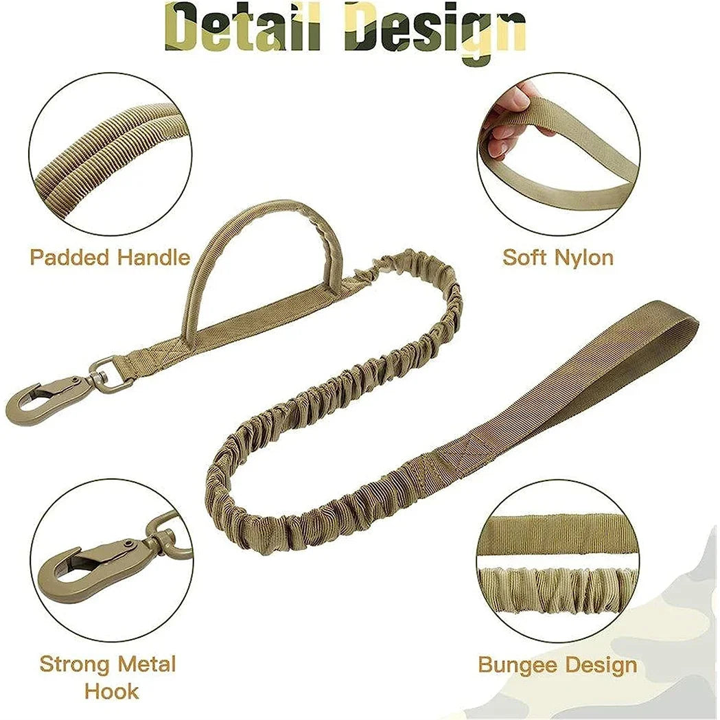 JANPET Adjustable Tactical Dog Leash And Nylon Collar For MediumToLarge