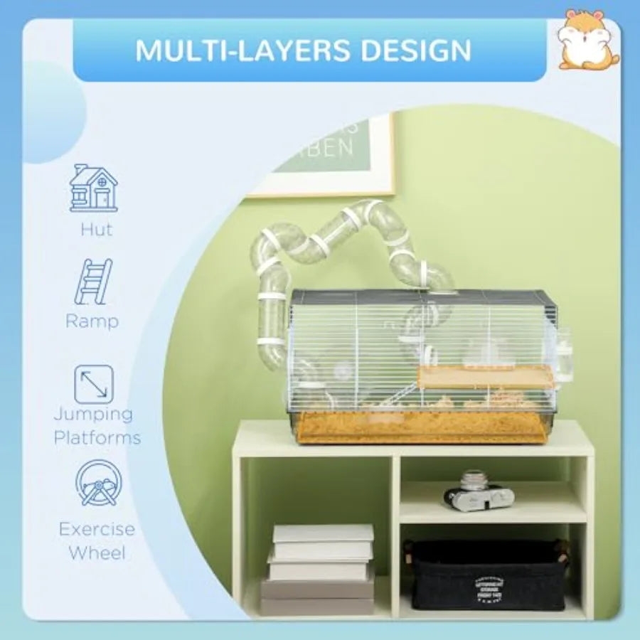 Guangdong Hamster Cage Two Levels With Tubes Exercise Wheel