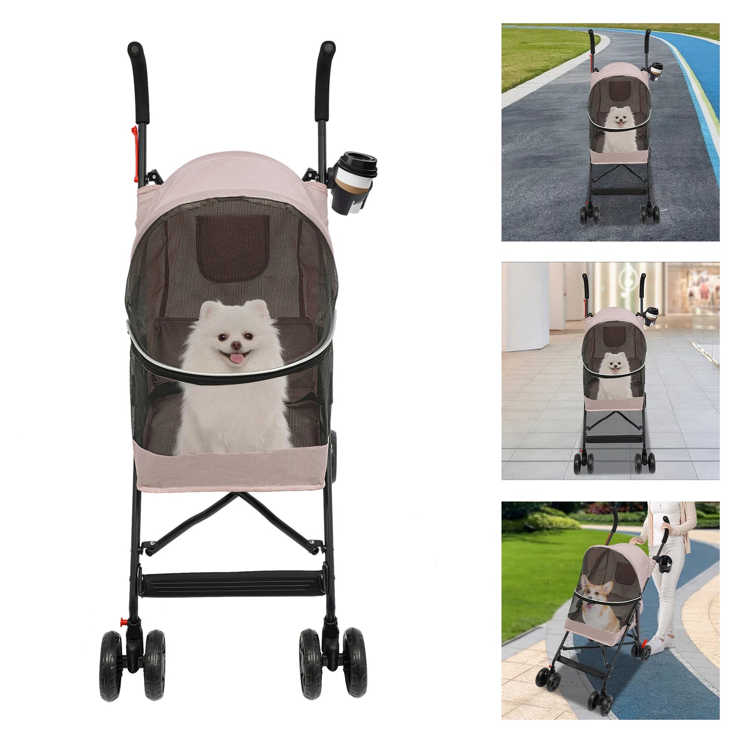 Breed Pet Stroller For Dogs And Cats Lightweight Foldable