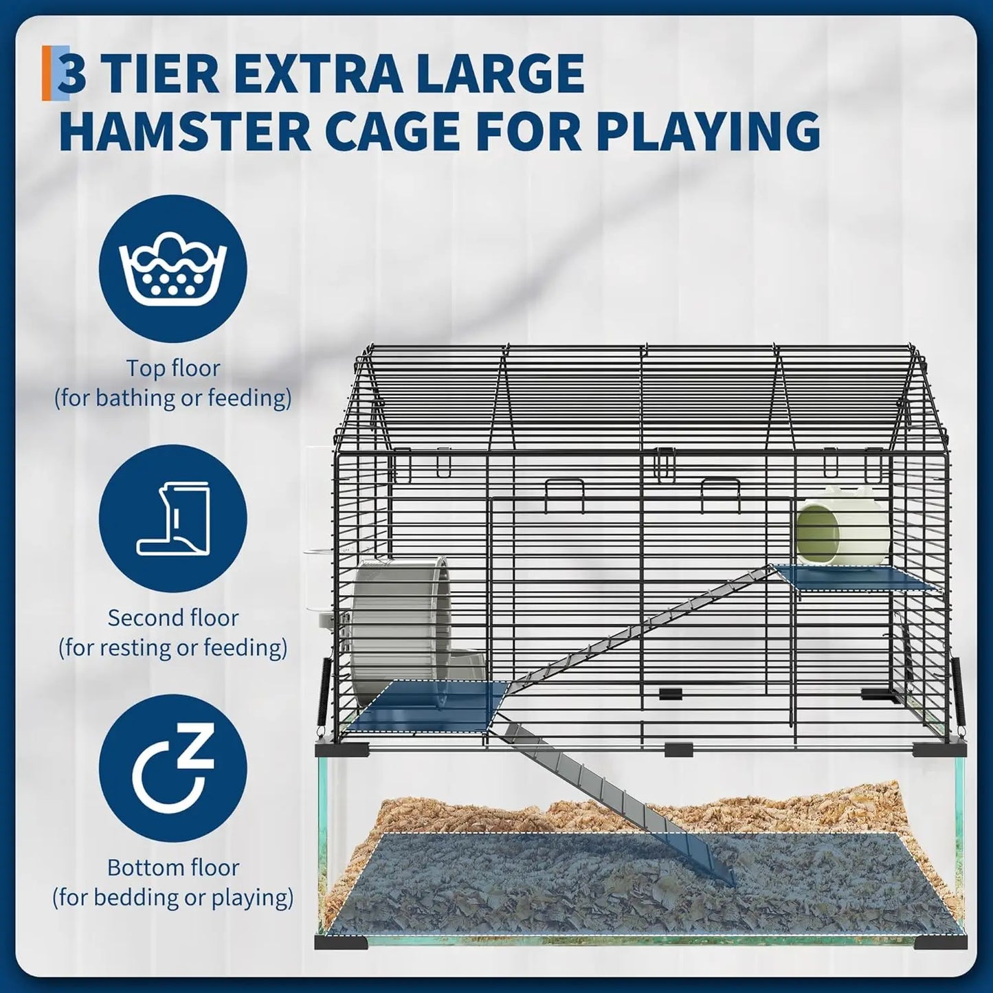 TWISTER.CKCN Metal Hamster Cage With Water Bottle For Small Pets