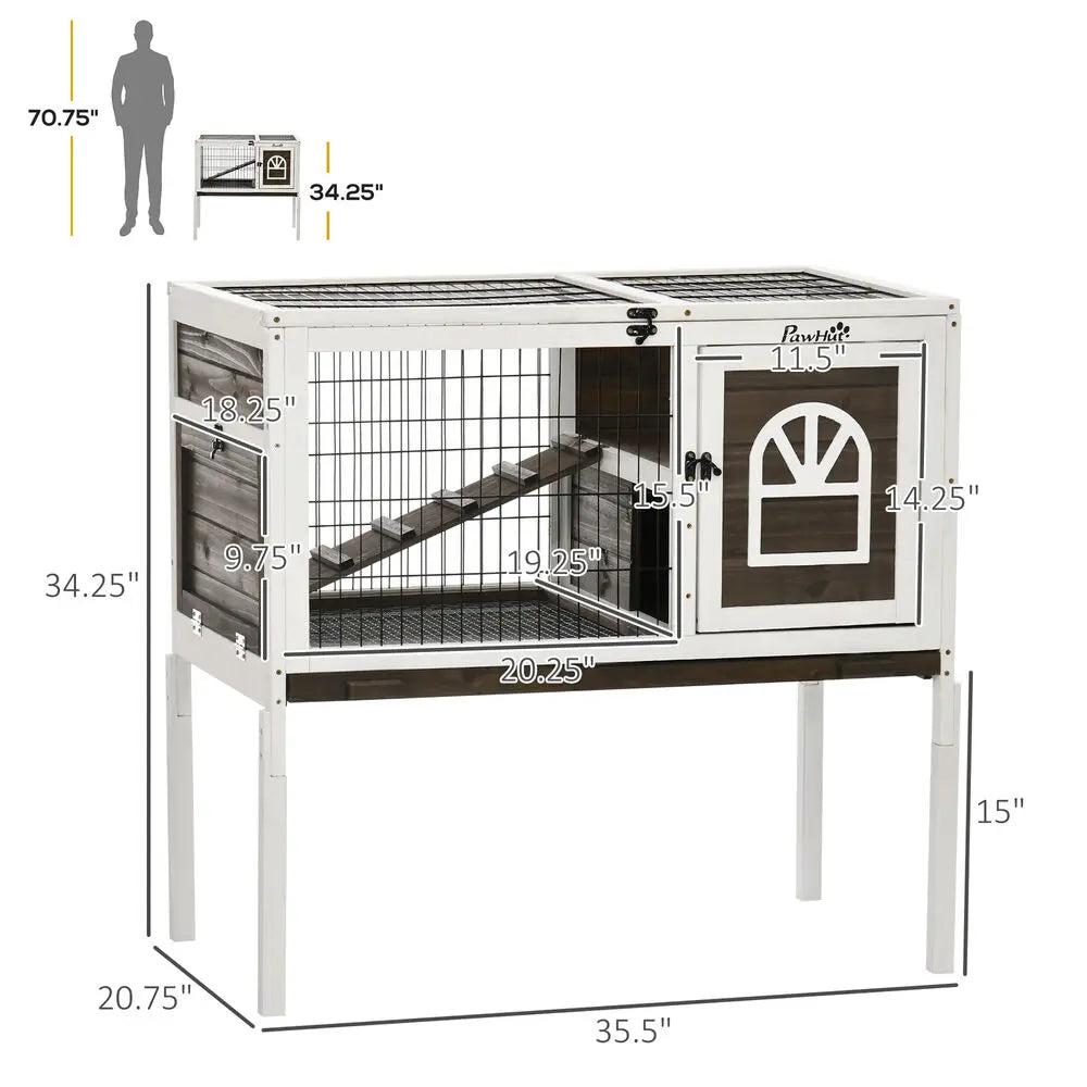 Guangdong Wood Rabbit Hutch With Removable Tray And Roof