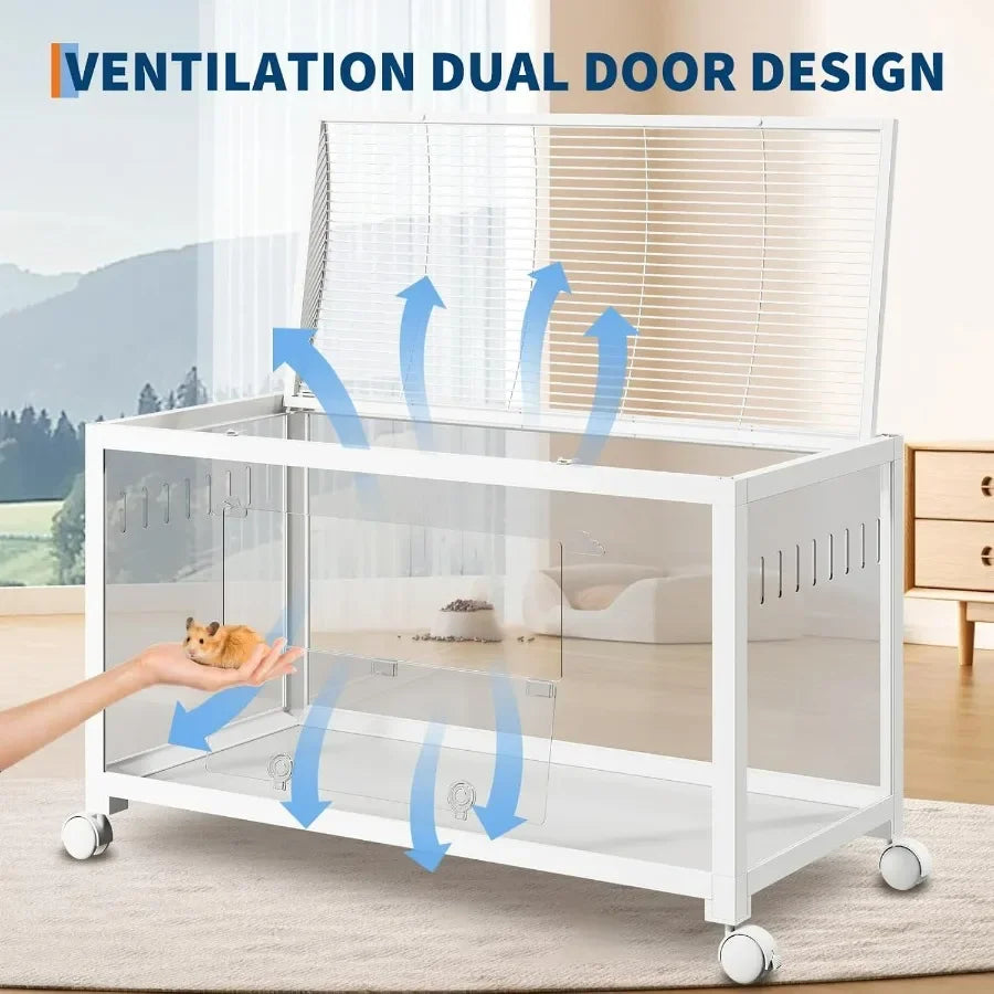 Hign-concerned Hamster Cage With Acrylic Sides And Universal Wheels