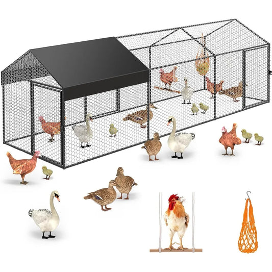 XMSJ Metal Chicken Coop Run Outdoor Poultry Enclosure For Chickens