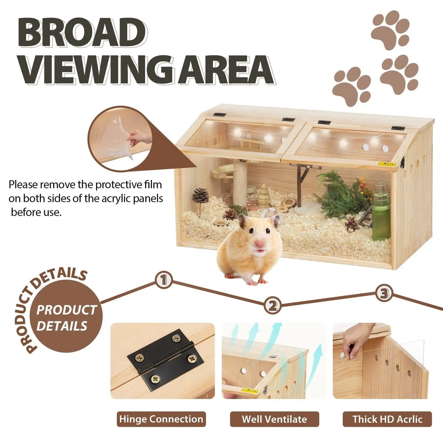 Guangdong Wooden Hamster Cage With Openable Top Hideout