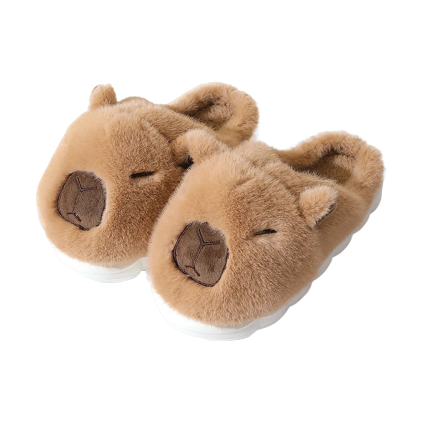 Hebei Capybara Slippers Women Closed Toe Furry Home Footwear