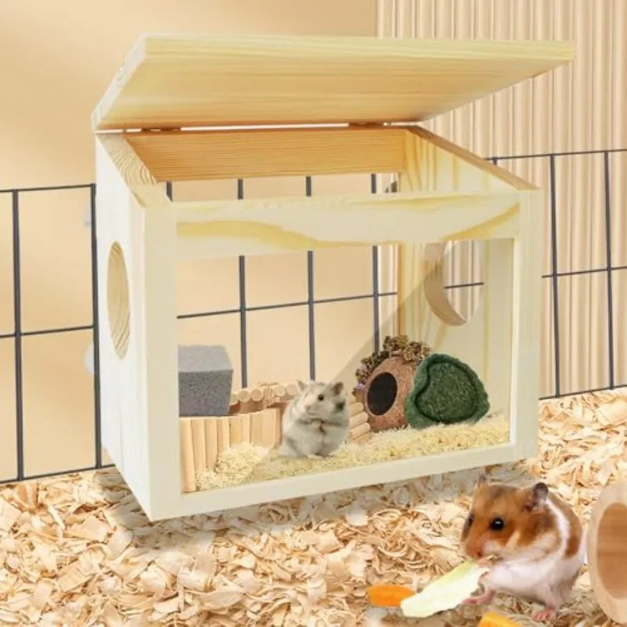 Hign-concerned Hamster Digging Box With Sand Bath And Acrylic Plate