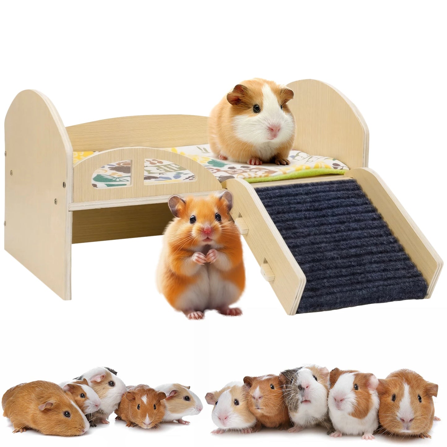APWIKOGER Guinea Hideout Platform Wood Pet Toy Bed Small Animals