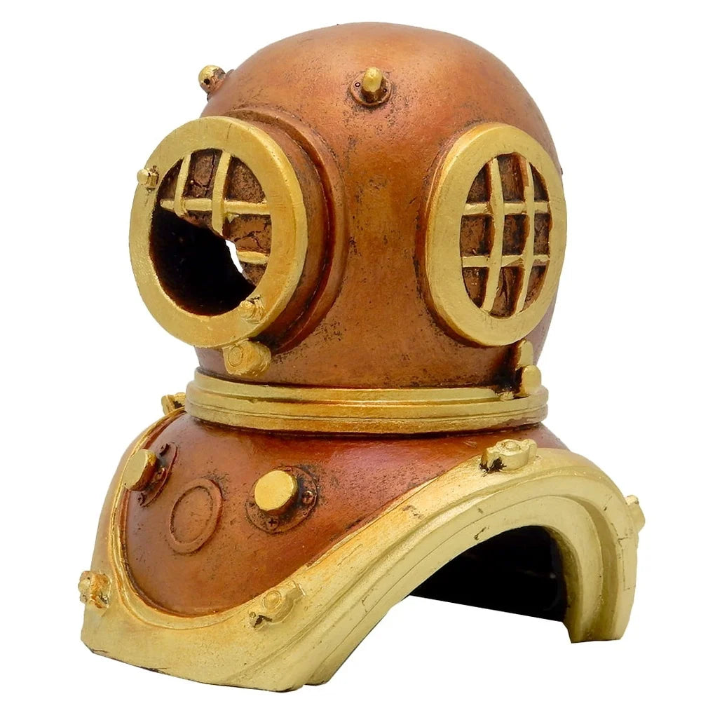 XMSJ Helmet Aquarium Ornament Polyresin Fish Tank Decor Freshwater