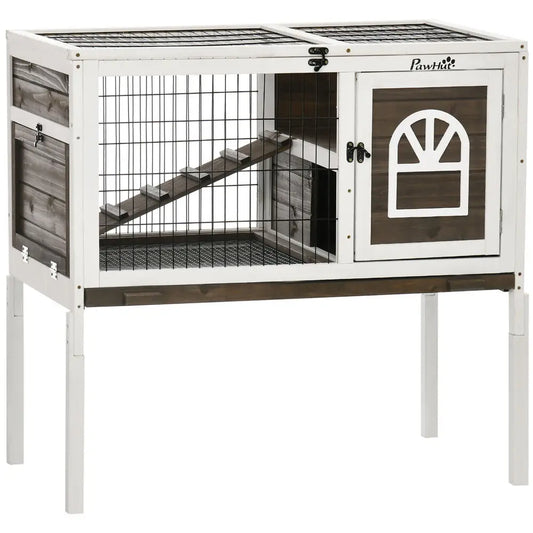 Guangdong Wood Rabbit Hutch With Removable Tray And Roof