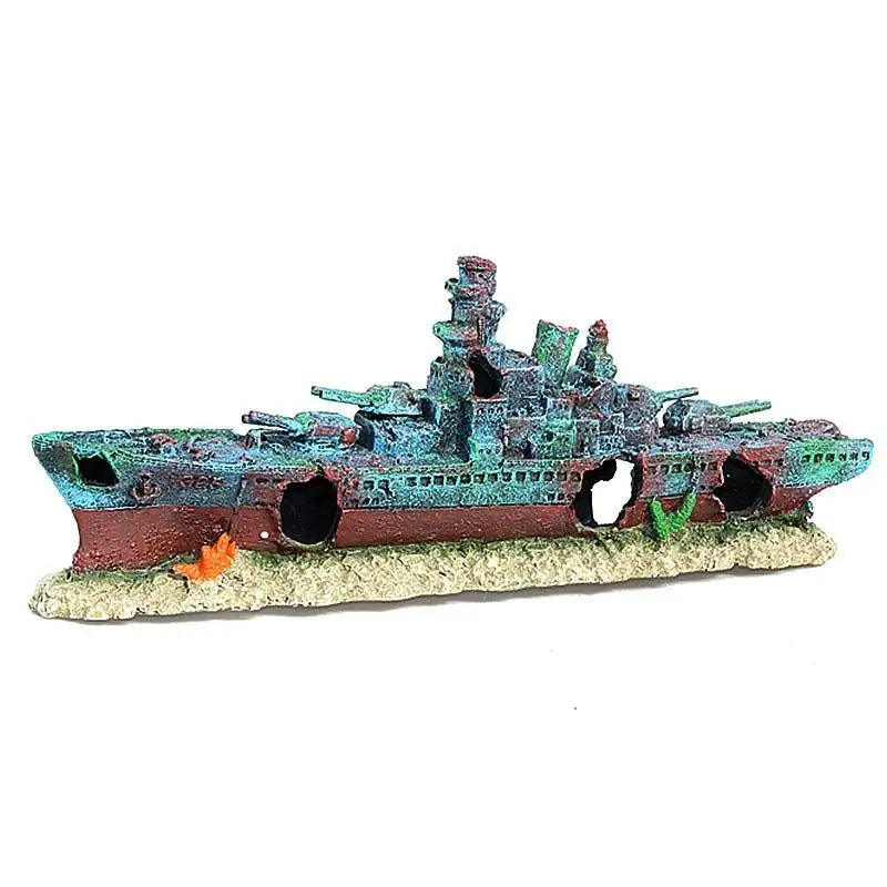 MOJOYCE Aquarium Warship Wreckage Ornament For Fish Tank Decor