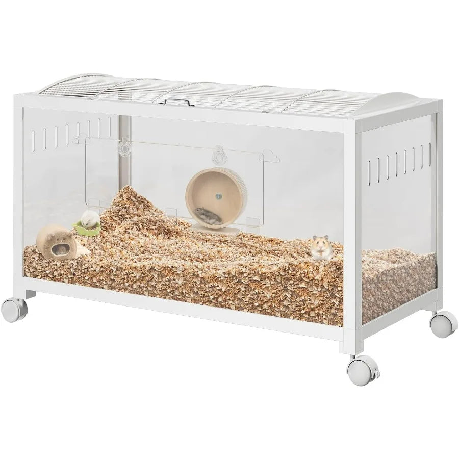 Hign-concerned Hamster Cage With Acrylic Sides And Universal Wheels