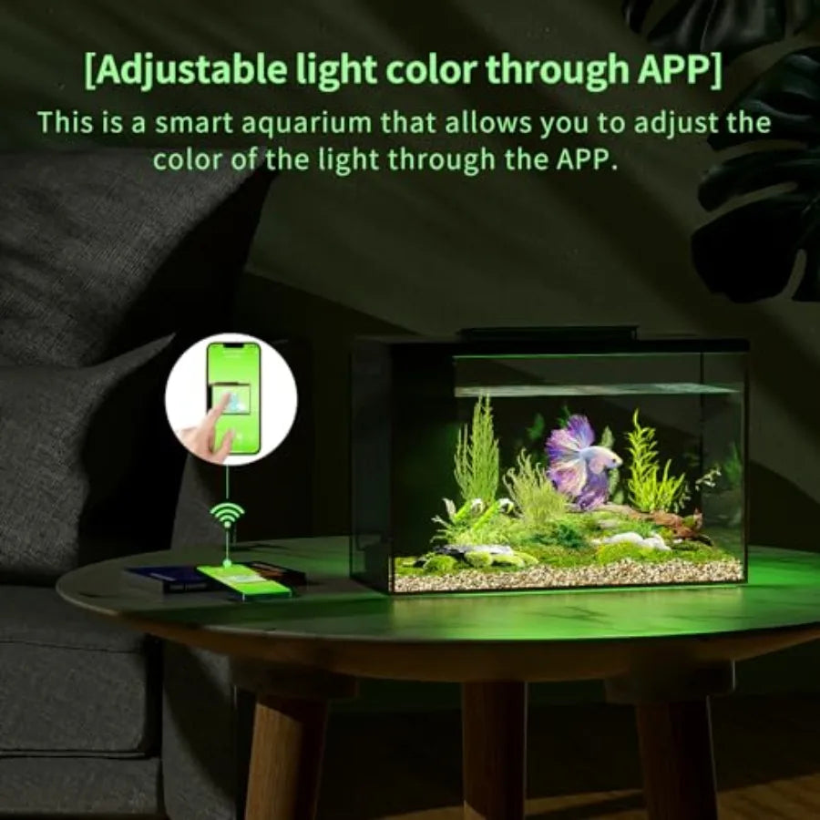 Hign-concerned App Controlled Smart Betta Tank Kit With Self Cleaning Filter LED