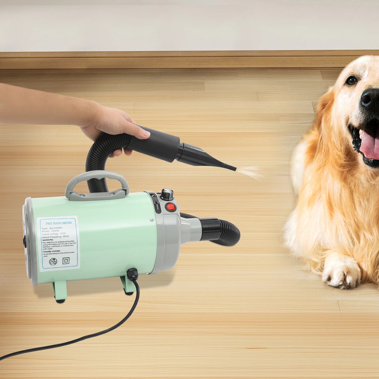 2200W Professional Pet Grooming Dryer With Adjustable Speed Nozzles