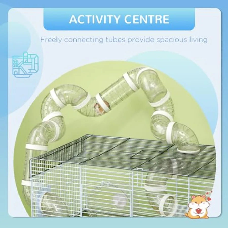 Guangdong Hamster Cage Two Levels With Tubes Exercise Wheel