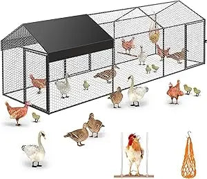 XMSJ Metal Chicken Coop Run Outdoor Poultry Enclosure For Chickens