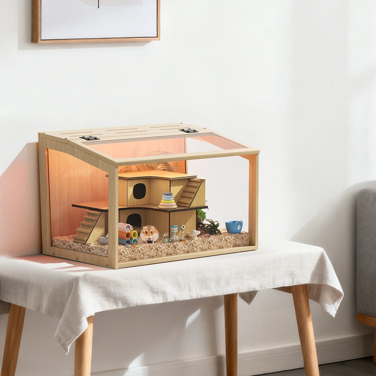 Guangdong Wooden Hamster Cage With Glass Panels
