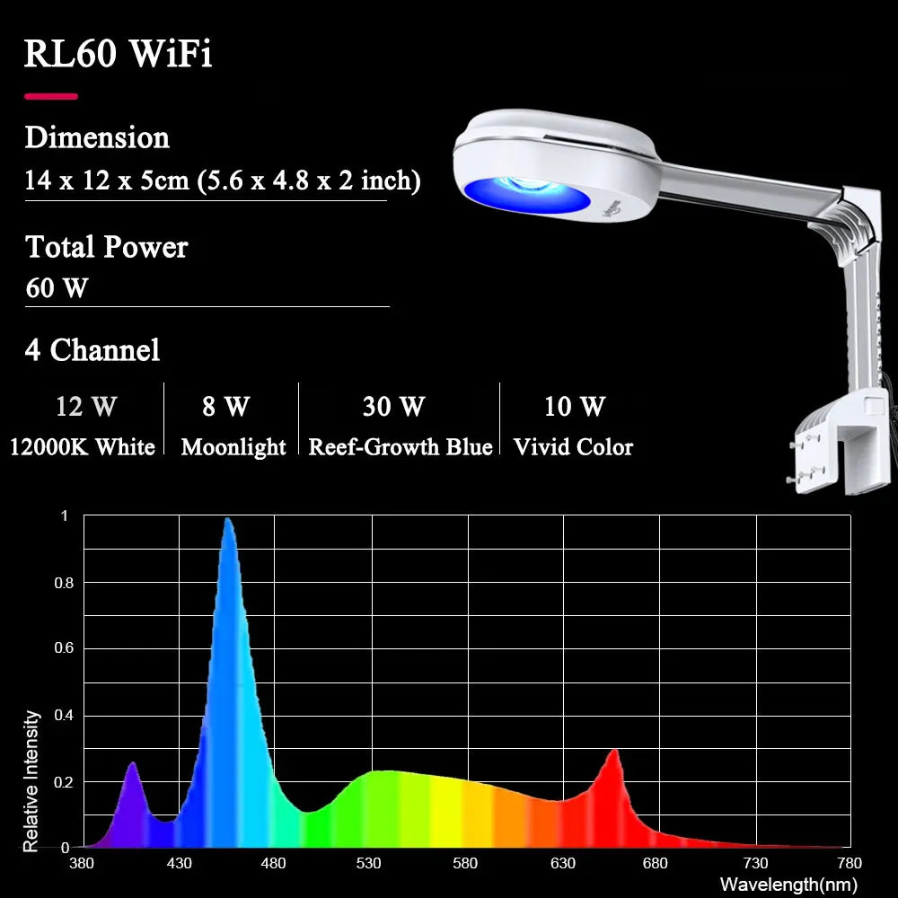 PopBloom WiFi Marine Aquarium Light Full Spectrum LED For Coral