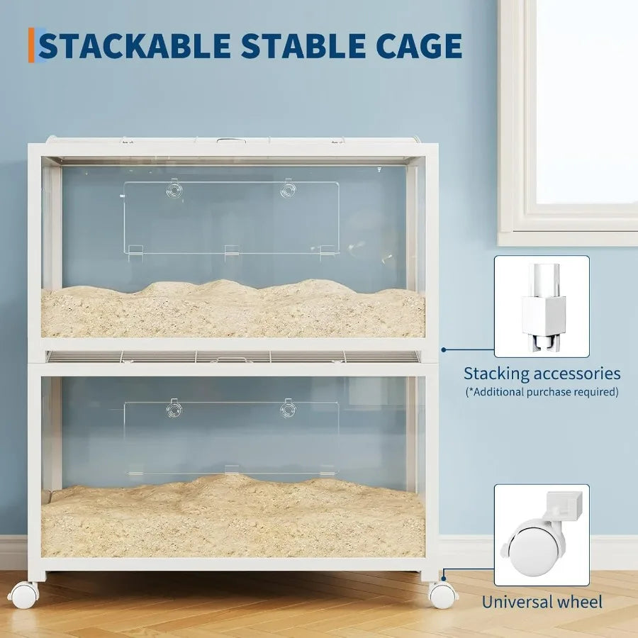 Hign-concerned Hamster Cage With Acrylic Sides And Universal Wheels