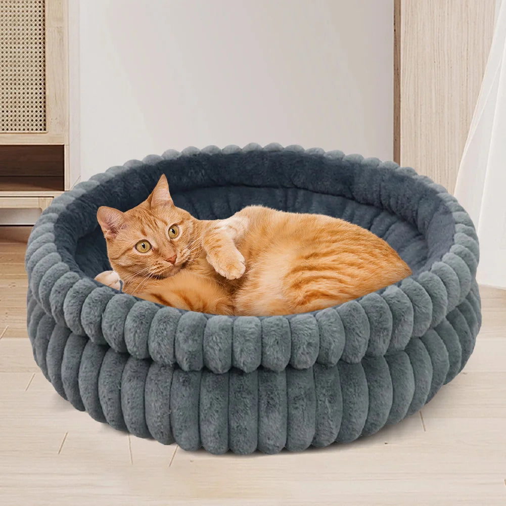 Shunmaii Deep Sleep Winter Cat Bed Washable Plush Fur