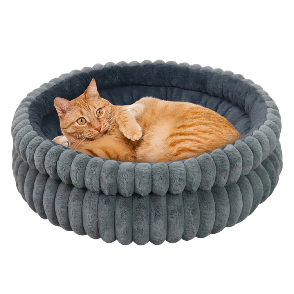 Shunmaii Deep Sleep Winter Cat Bed Washable Plush Fur
