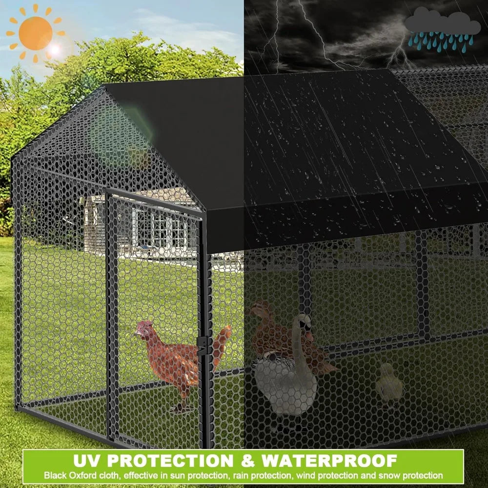 XMSJ Metal Chicken Coop Run Outdoor Poultry Enclosure For Chickens