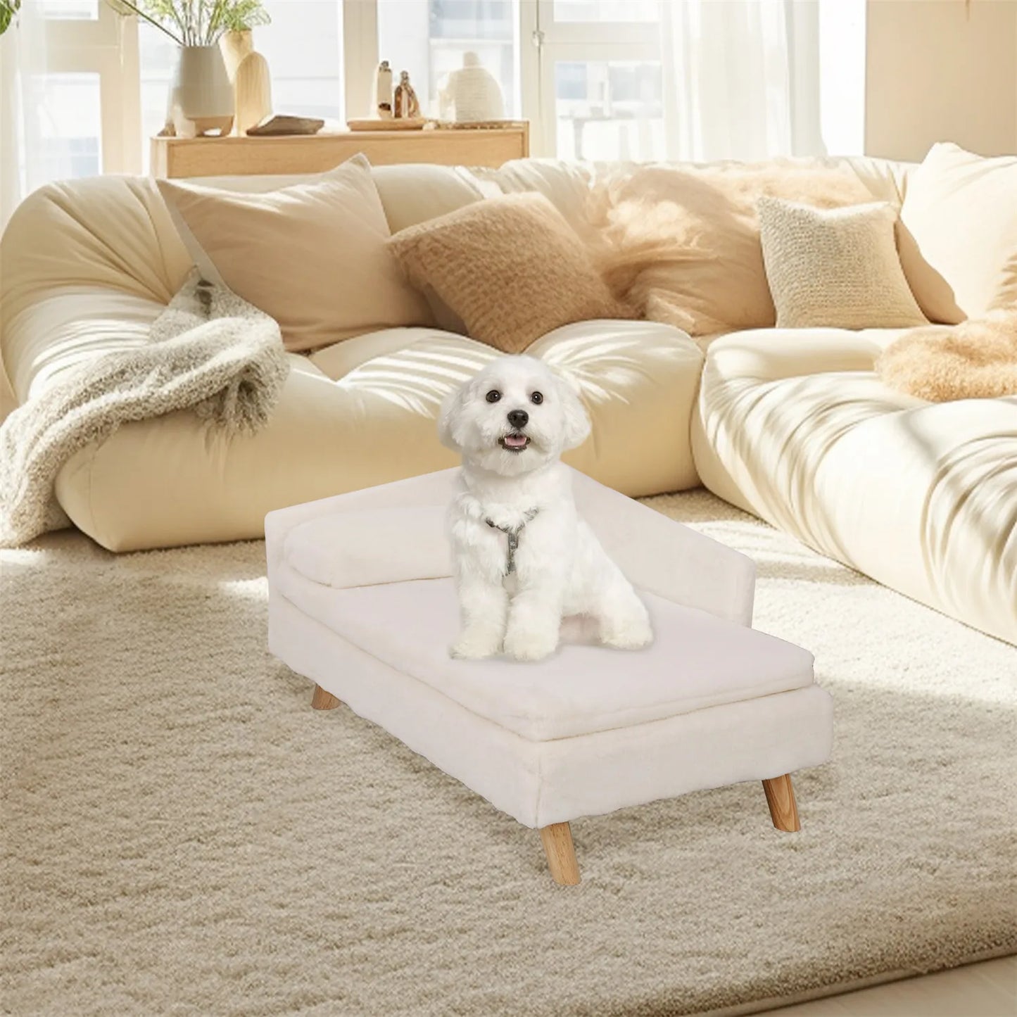 BINGOPAWCN Elevated Pet Bed Nordic Stool Bed With Cozy Pad