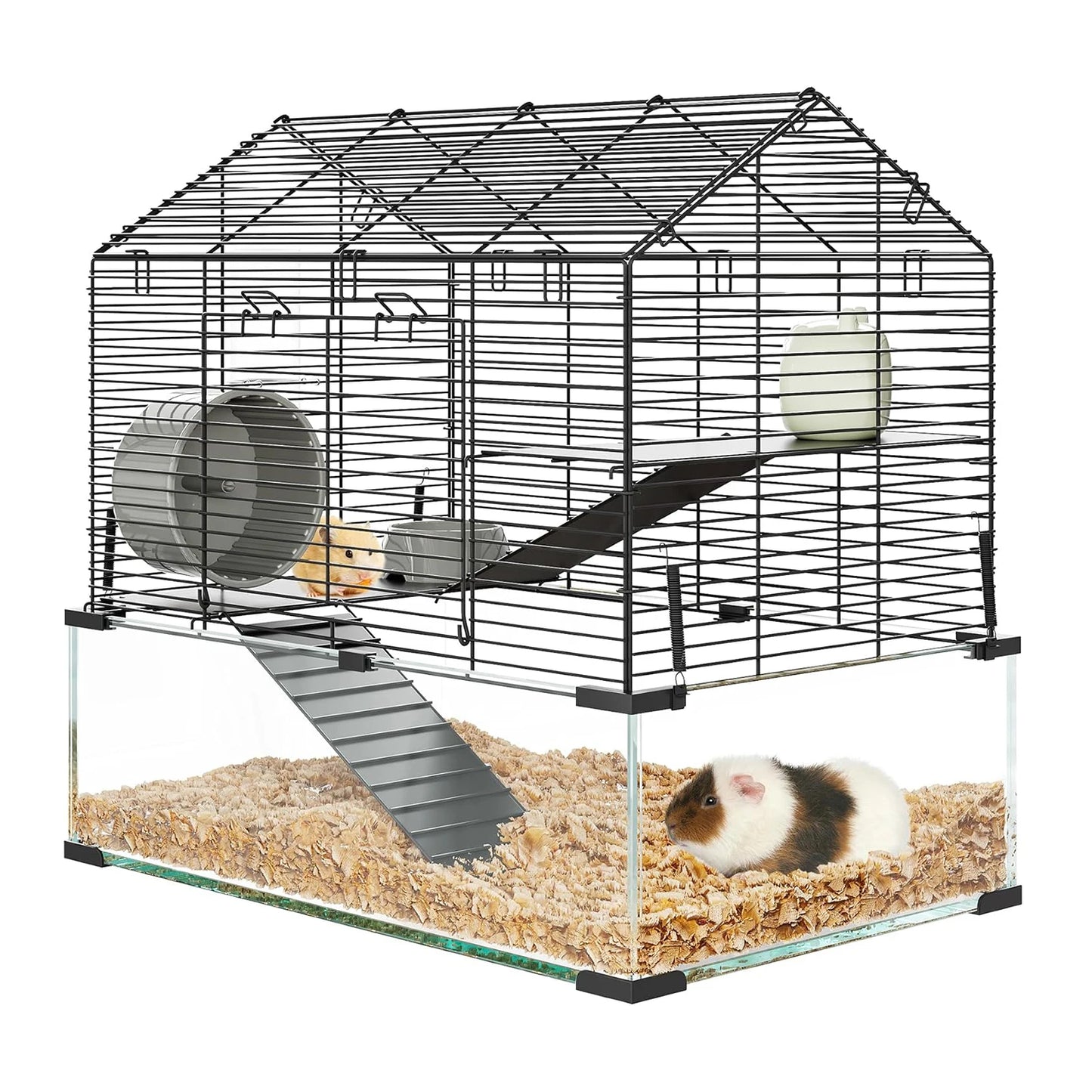 TWISTER Metal Hamster Cage Transparent Small Animal Habitat With Bottle