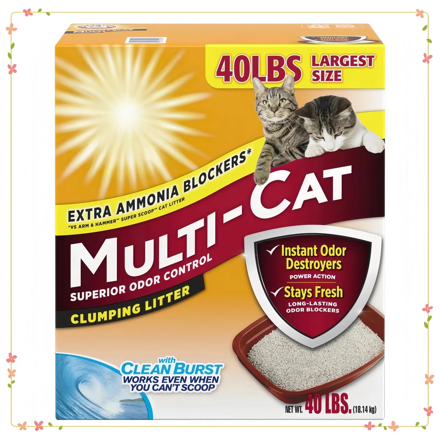 Hign-concerned Multi-Cat Clumping Litter 2-Pack With Clean Burst Scent For Cats