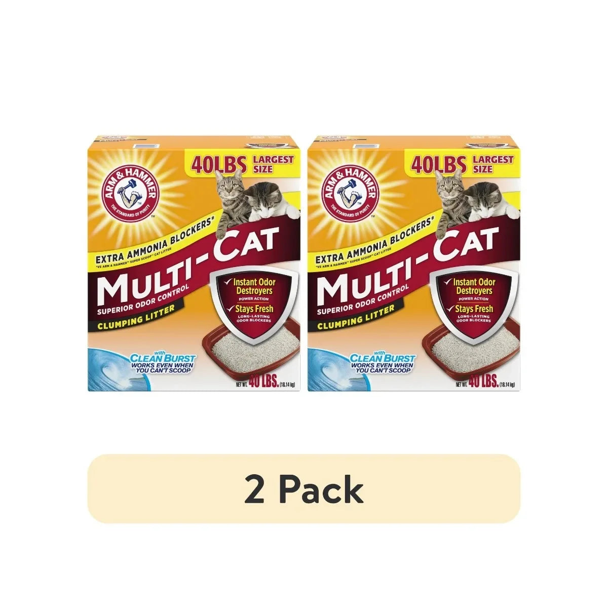 Hign-concerned Multi-Cat Clumping Litter 2-Pack With Clean Burst Scent For Cats