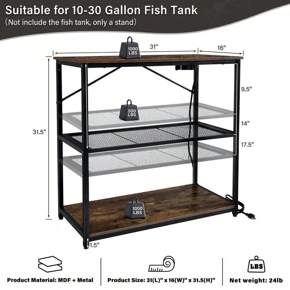 Two Tank Aquarium Stand With Charging Station For Dual Tanks