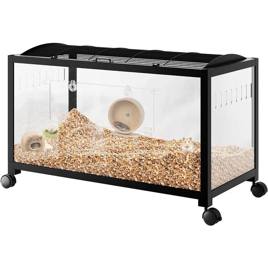 HiMISSCN Metal Rat Cage With Wheels PS Panels Hamster Cage