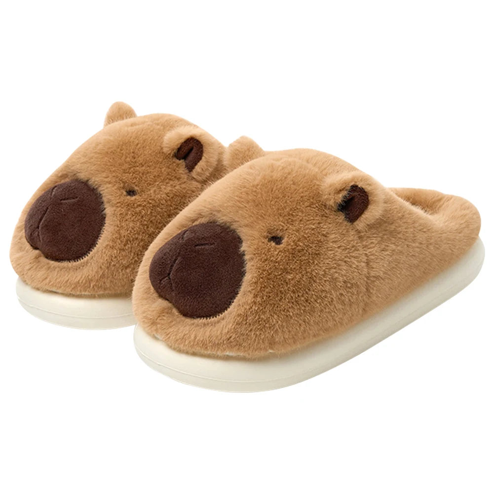 Hebei Capybara Slippers Women Closed Toe Furry Home Footwear
