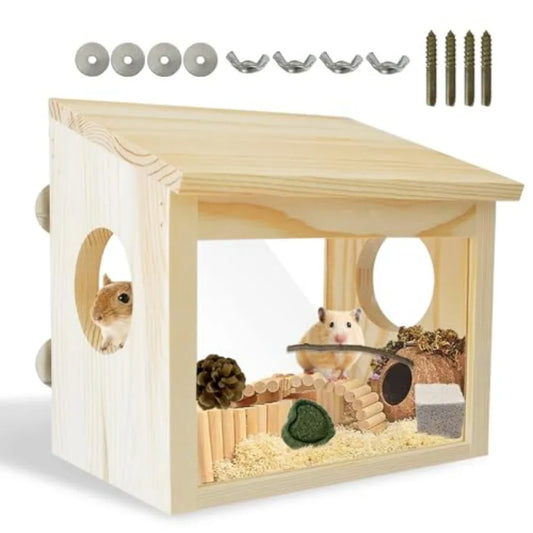 Hign-concerned Hamster Digging Box With Sand Bath And Acrylic Plate