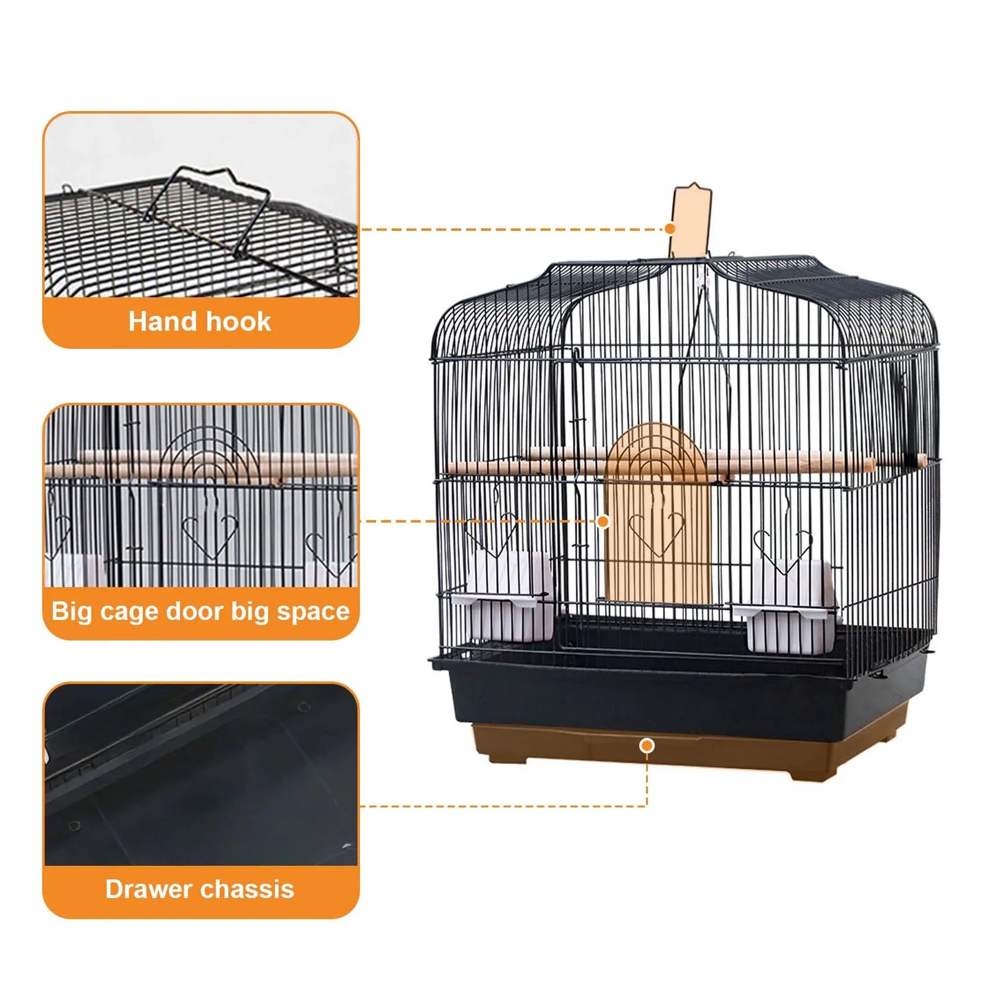 TWISTER.CKCN Travel Bird Cage Carrier With Handle Food Container