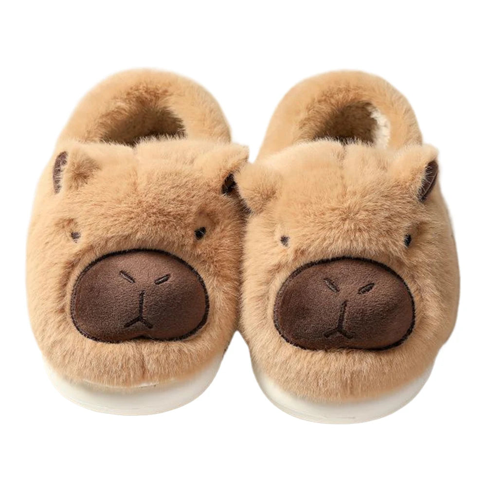 Hebei Capybara Slippers Women Closed Toe Furry Home Footwear