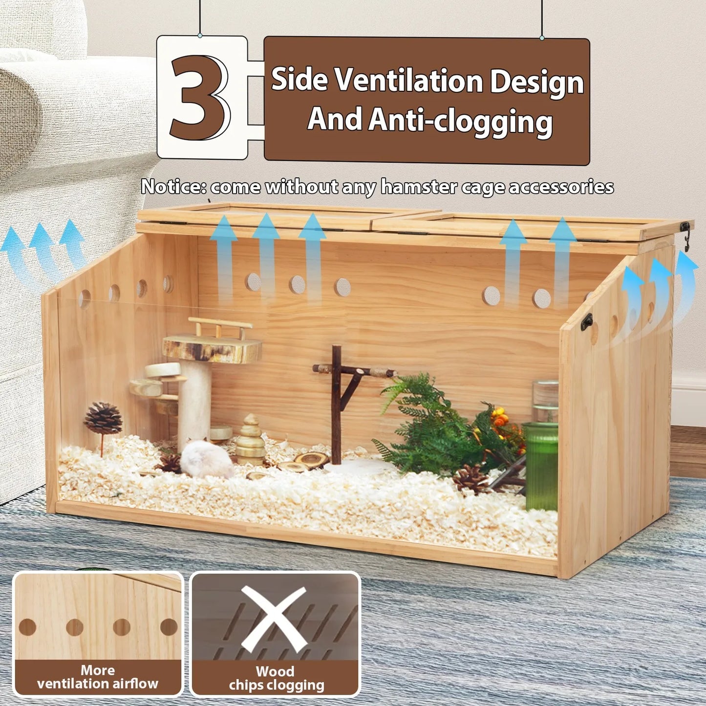 Guangdong Wooden Hamster Cage With Openable Top Hideout