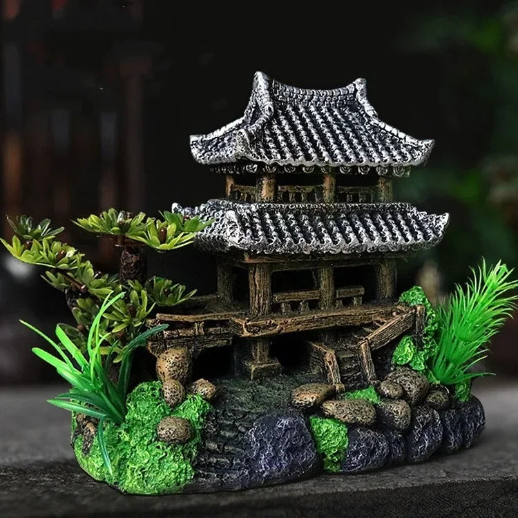 Hign-concerned Resin Aquarium Landscape House Ornament